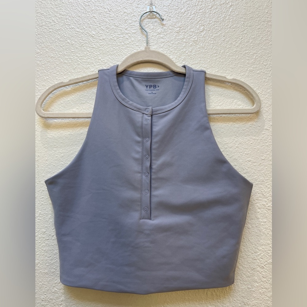 YPB sculptLUX Curve Love Plunge Henley
Slim Tank. Size M